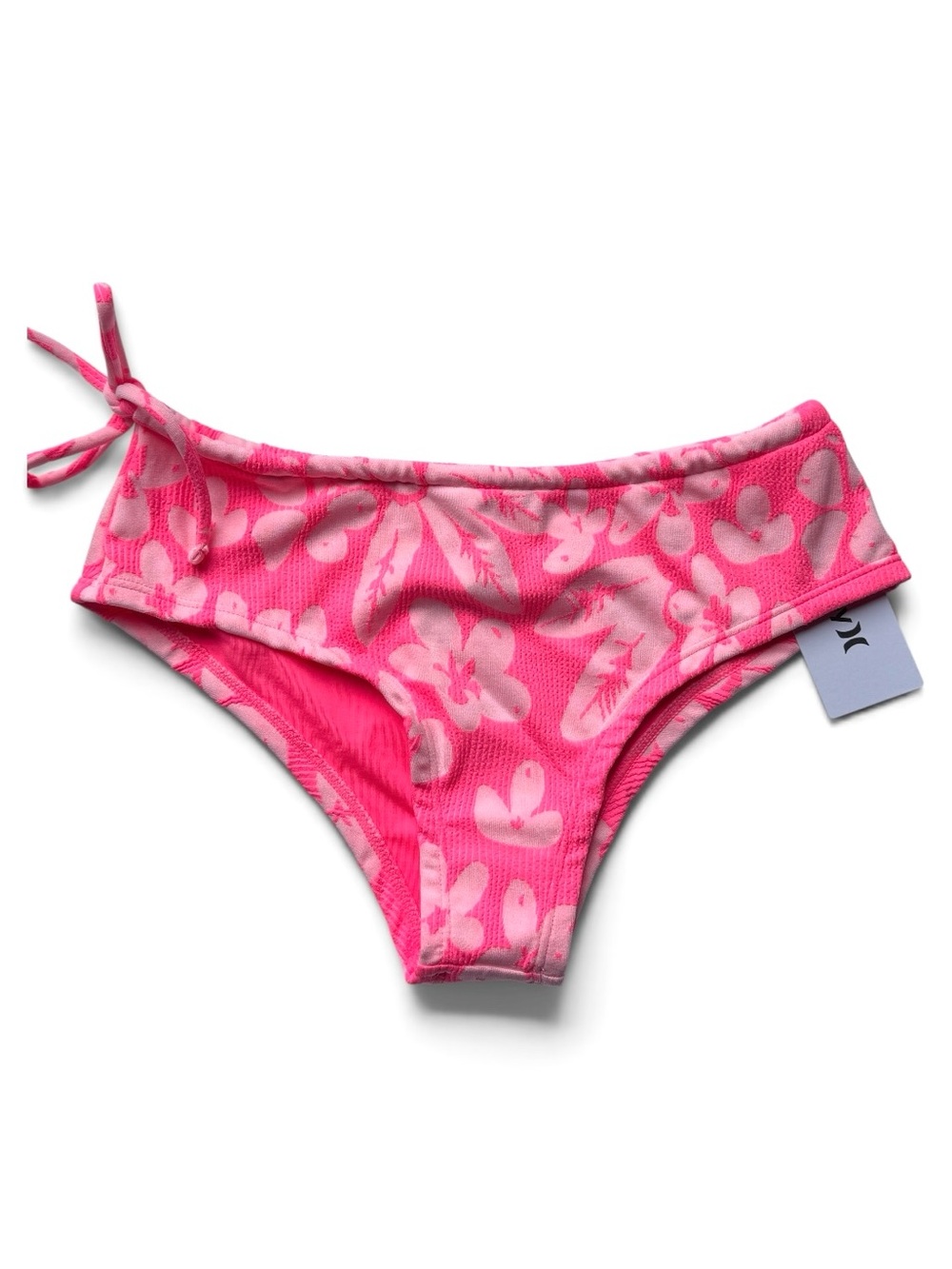 Hurley Flower Scrunch Adjustable Retro Bikini Bottom Pink Size Medium
